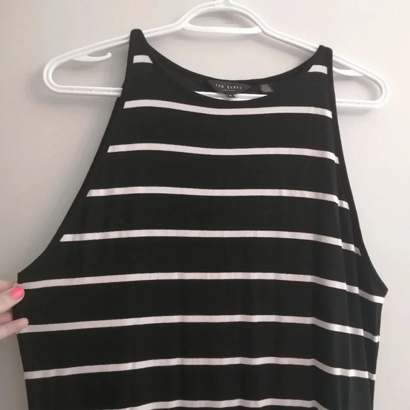 Ted Baker Linn Striped Jersey Sleeveless High Neck Midi Dress Size 5 TB or 12 US - Picture 6 of 16